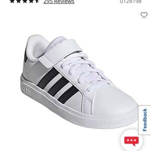 adidas Kids White Sneakers with Black Stripes